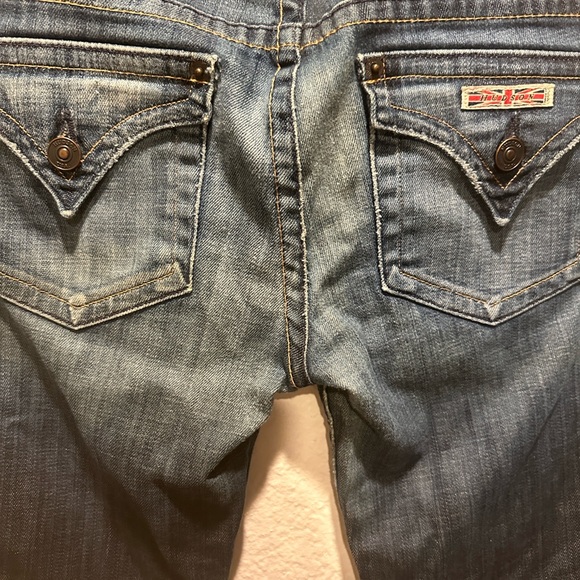 Vintage Y2K Hudson Low Rise Flare Jeans 2000s Distressed Dark Wash Denim - Sz 27 - Picture 10 of 16